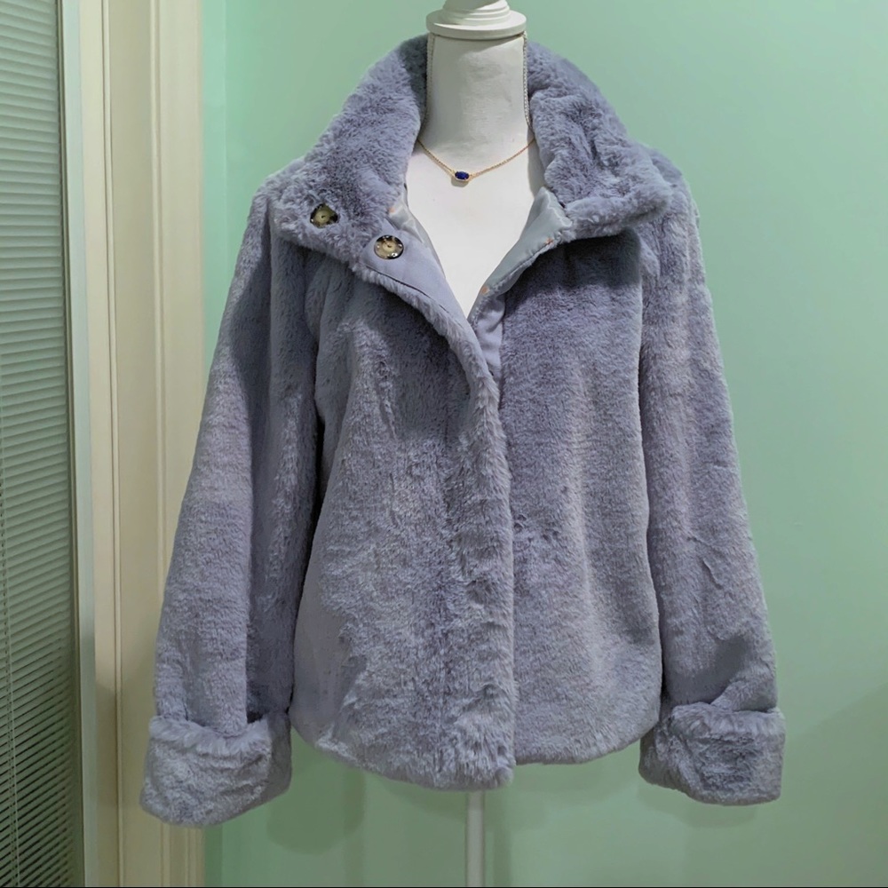 NWT Philosophy Periwinkle GORGEOUS Faux Fur Jacket M